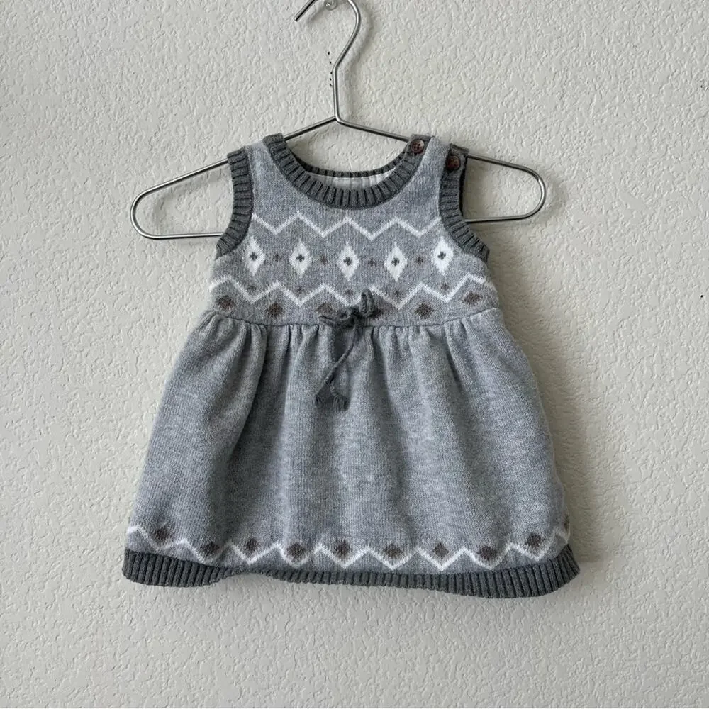 Carter’s Gray White Sweater Knit Sleeveless Dress